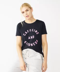 Women's Nine West Crewneck Graphic Tee -Nine West Sales 4646703 Caffeine And Kindness