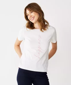 Women's Nine West Crewneck Graphic Tee -Nine West Sales 4646703 Happiness