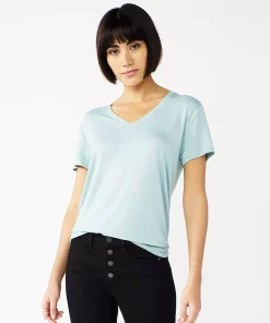 Women's Nine West Essential V-Neck Tee -Nine West Sales 4841148 Arctic Aqua