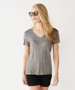 Women's Nine West Essential V-Neck Tee -Nine West Sales 4841148 Dark Storm Heather