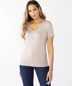 Women's Nine West Essential V-Neck Tee -Nine West Sales 4841148 Dusty Salt Heather