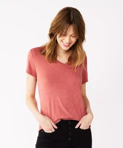 Women's Nine West Essential V-Neck Tee -Nine West Sales 4841148 Mauve Jewel Nep