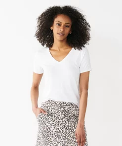 Women's Nine West Essential V-Neck Tee -Nine West Sales 4841148 Modern White