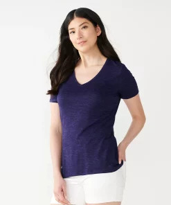 Women's Nine West Essential V-Neck Tee -Nine West Sales 4841148 Navy Bliss Heather