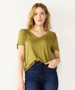 Women's Nine West Essential V-Neck Tee -Nine West Sales 4841148 Sergrio Olive