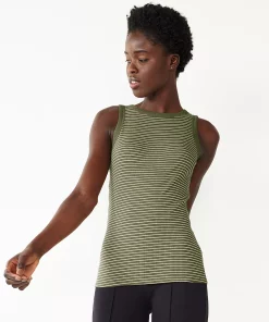 Women's Nine West Ribbed Tank -Nine West Sales 4841430 Green Stripe
