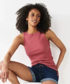 Women's Nine West Ribbed Tank -Nine West Sales 4841430 Mauve Heirloom