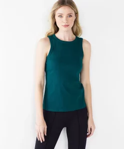 Women's Nine West Ribbed Tank -Nine West Sales 4841430 Olympic Green