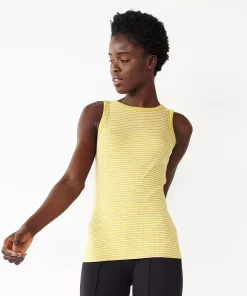 Women's Nine West Ribbed Tank -Nine West Sales 4841430 Yellow Stripe