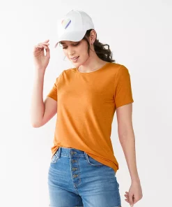 Women's Nine West Essential Crewneck Tee -Nine West Sales 4911743 Autumm Gold