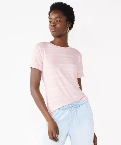 Women's Nine West Essential Crewneck Tee -Nine West Sales 4911743 Blush Stripe