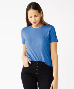 Women's Nine West Essential Crewneck Tee -Nine West Sales 4911743 Clematis Bouquet Rib