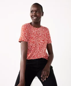 Women's Nine West Essential Crewneck Tee -Nine West Sales 4911743 Coral Sribble