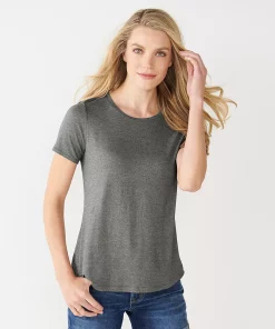 Women's Nine West Essential Crewneck Tee -Nine West Sales 4911743 Dark Storm Heather