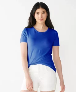 Women's Nine West Essential Crewneck Tee -Nine West Sales 4911743 Dexter Blue