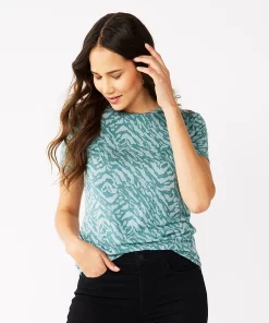Women's Nine West Essential Crewneck Tee -Nine West Sales 4911743 Huxley Blue Zebra
