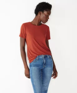 Women's Nine West Essential Crewneck Tee -Nine West Sales 4911743 Marsala Rib