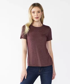 Women's Nine West Essential Crewneck Tee -Nine West Sales 4911743 Plum Gold Lurex