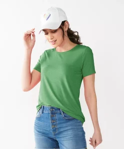 Women's Nine West Essential Crewneck Tee -Nine West Sales 4911743 Suede Green