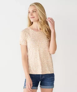 Women's Nine West Essential Crewneck Tee -Nine West Sales 4911743 Tan Cheetah