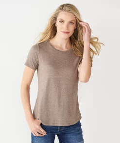 Women's Nine West Essential Crewneck Tee -Nine West Sales 4911743 Tan Heather