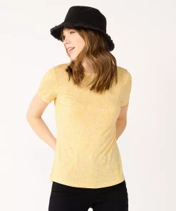 Women's Nine West Essential Crewneck Tee -Nine West Sales 4911743 Yellow Palms