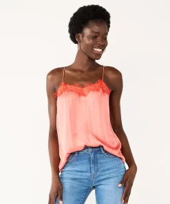 Women's Nine West Lace Trim Cami -Nine West Sales 4944769 Cruz Coral