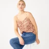 Women's Nine West V-Neck Layering Camisole -Nine West Sales 4951519 Brown Zebra