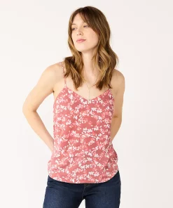 Women's Nine West V-Neck Layering Camisole -Nine West Sales 4951519 Mauve Floral