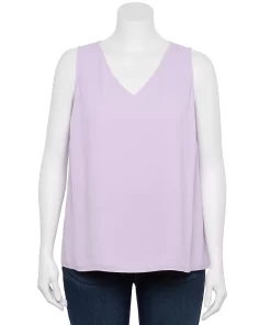 Plus Size Nine West Essential V-Neck Tank -Nine West Sales 4952917 Enlighten Purple