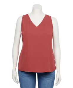 Plus Size Nine West Essential V-Neck Tank -Nine West Sales 4952917 Mauve Heirloom