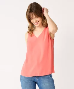 Petite Nine West V-Neck Tank -Nine West Sales 4957403 Cruz Coral