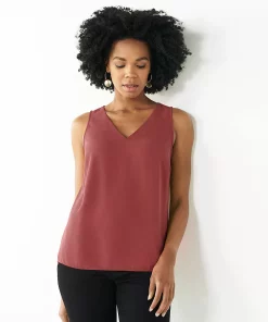 Petite Nine West V-Neck Tank -Nine West Sales 4957403 Mauve