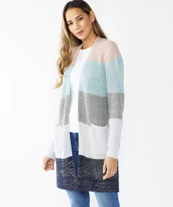 Women's Nine West Car Coat Cardigan -Nine West Sales 4972563 Rose Mint Stripe