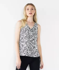 Women's Nine West V-Neck Tank -Nine West Sales 4974987 Black Dot Feather