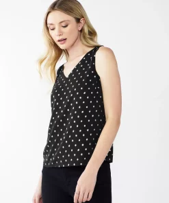 Women's Nine West V-Neck Tank -Nine West Sales 4974987 Black Foil Dot