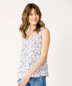 Women's Nine West V-Neck Tank -Nine West Sales 4974987 Broken Leaves