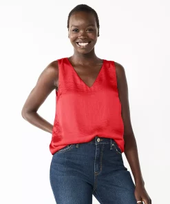 Women's Nine West V-Neck Tank -Nine West Sales 4974987 Cupids Bow Satin