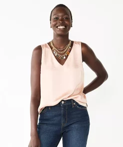 Women's Nine West V-Neck Tank -Nine West Sales 4974987 Faint Whisper Satin