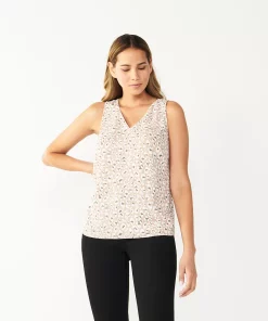 Women's Nine West V-Neck Tank -Nine West Sales 4974987 Gray Cheetah