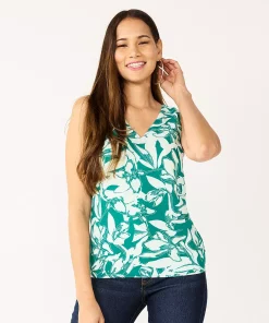 Women's Nine West V-Neck Tank -Nine West Sales 4974987 Green Floral
