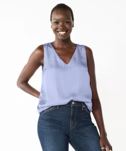 Women's Nine West V-Neck Tank -Nine West Sales 4974987 Lavender Satin