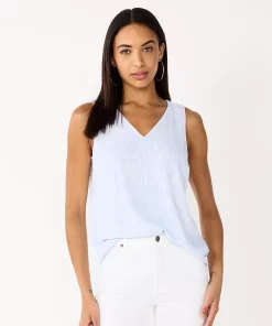 Women's Nine West V-Neck Tank -Nine West Sales 4974987 Light Blue Ikat