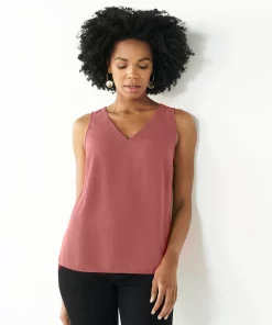 Women's Nine West V-Neck Tank -Nine West Sales 4974987 Mauve Jewel