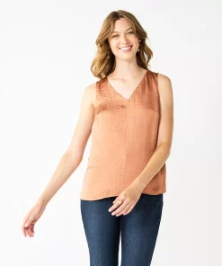 Women's Nine West V-Neck Tank -Nine West Sales 4974987 Mocha Satin