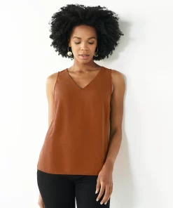 Women's Nine West V-Neck Tank -Nine West Sales 4974987 Nutmeg Coffee