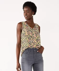 Women's Nine West V-Neck Tank -Nine West Sales 4974987 Olive Floral