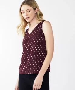 Women's Nine West V-Neck Tank -Nine West Sales 4974987 Plum Foil Dot
