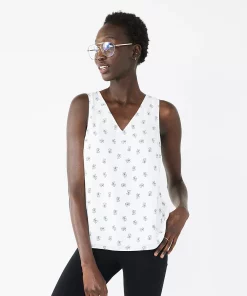 Women's Nine West V-Neck Tank -Nine West Sales 4974987 White Mini Floral