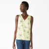 Women's Nine West V-Neck Tank -Nine West Sales 4974987 Yellow Floral